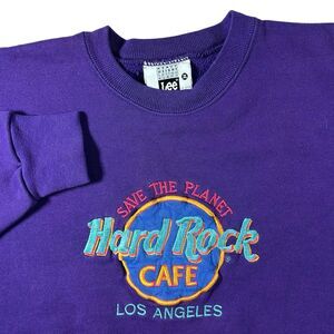 VTG Hard Rock Cafe Los Angeles Crewneck Men XL 'Save The Planet' Purple USA 90s